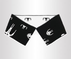 黑白双色带图案针织双面丝光棉罗纹横机领